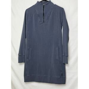 American Giant Women’s Small Blue Lagenlook ¼-Zip Mini Dress w/ Pockets, Cotton